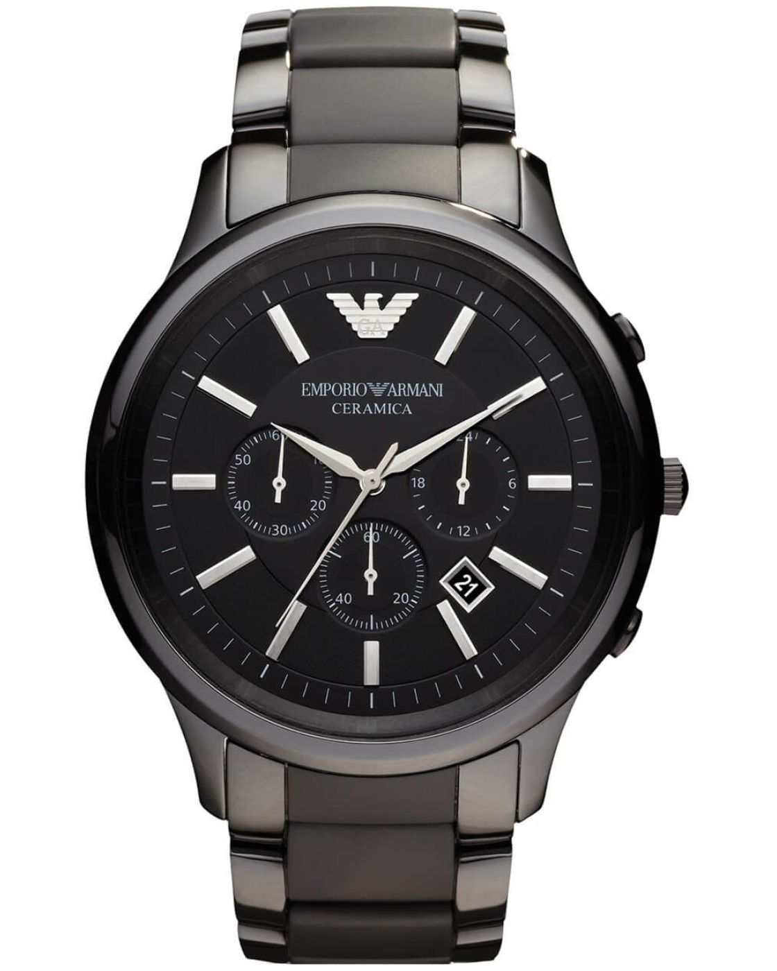 Men's black ceramic chronograph 2024 emporio armani watch ar1451